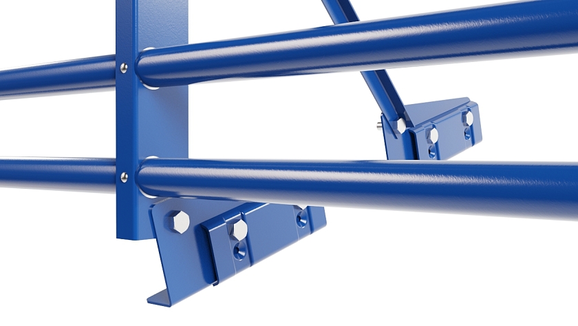 Ограждение кровельное NewLine H-60см, 3м, для фальц. кров., сигнально-синий (RAL 5005), с двумя доп. трубами