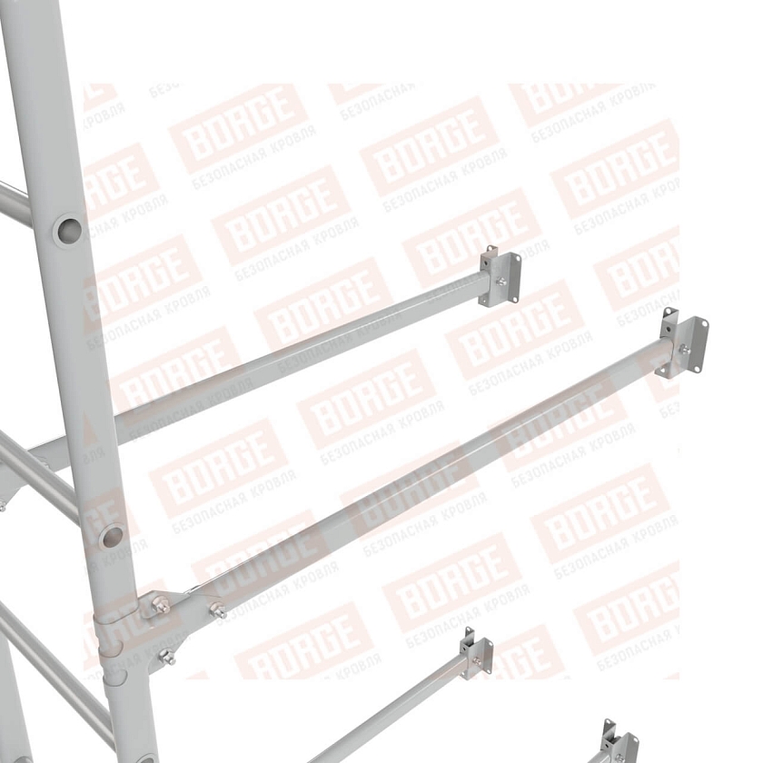 Комплект лестница фасадная BORGE (нижняя секция), 1,8м, бело-алюминиевый (RAL 9006)