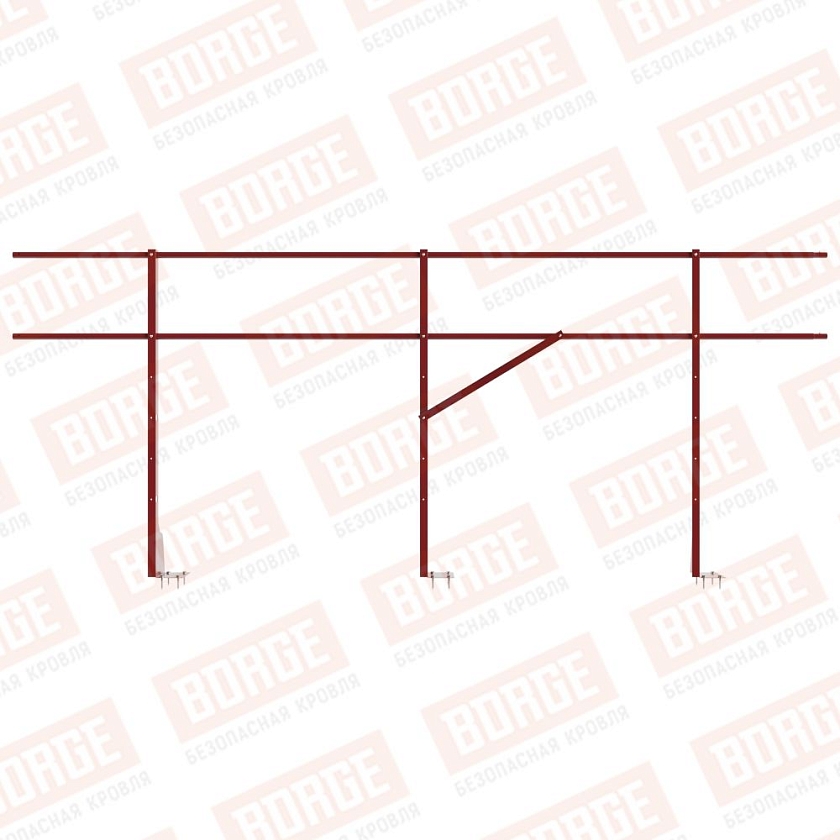 Ограждение плоских кровель Русский Рубеж Н-120, 3м, верхнее крепление, коричнево-красный (RAL 3011)