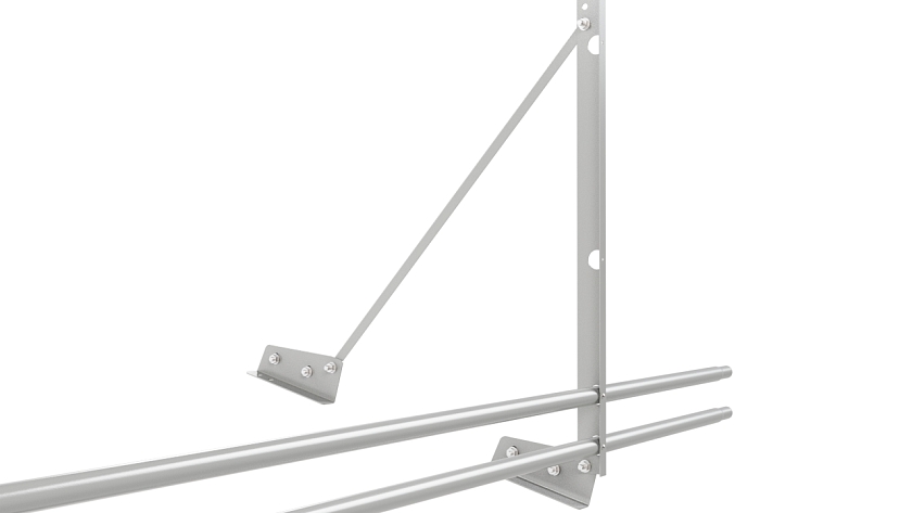 Ограждение кровельное NewLine H-120см, 3м, для фальц. кров., бело-алюминиевый (RAL 9006), с двумя доп. трубами