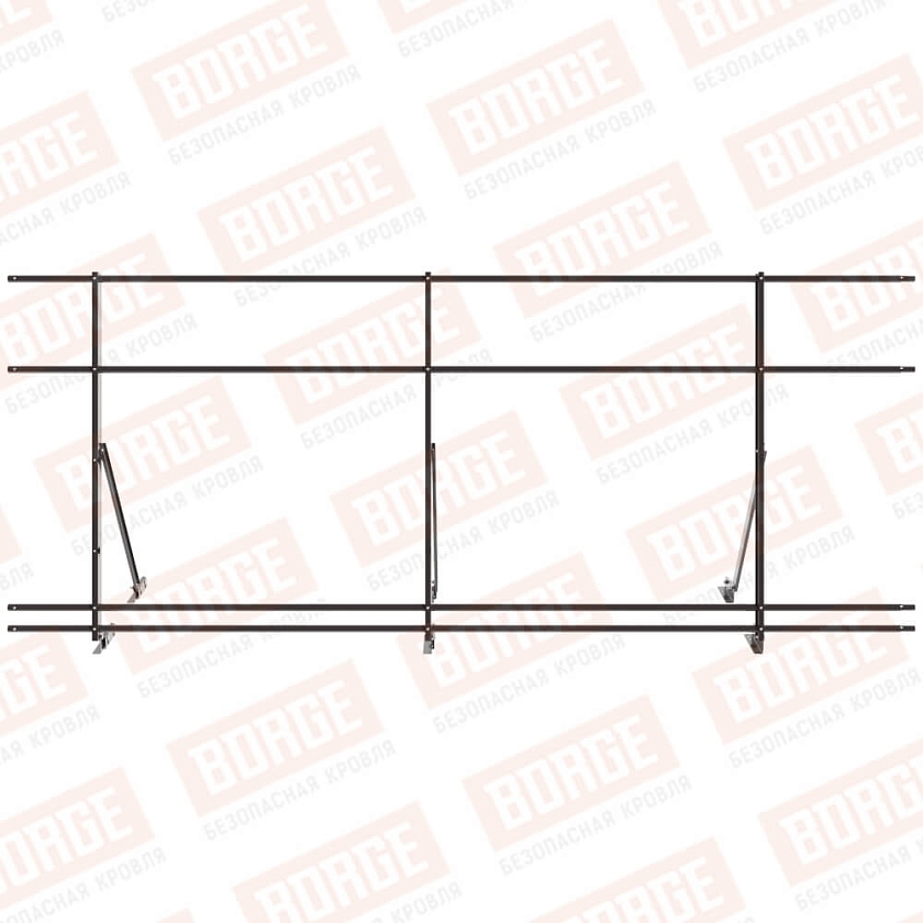 Ограждение кровельное Русский Рубеж H-120см, 3м, для фальцевой кровли, окрашенный (NL-805), с двумя доп. трубами