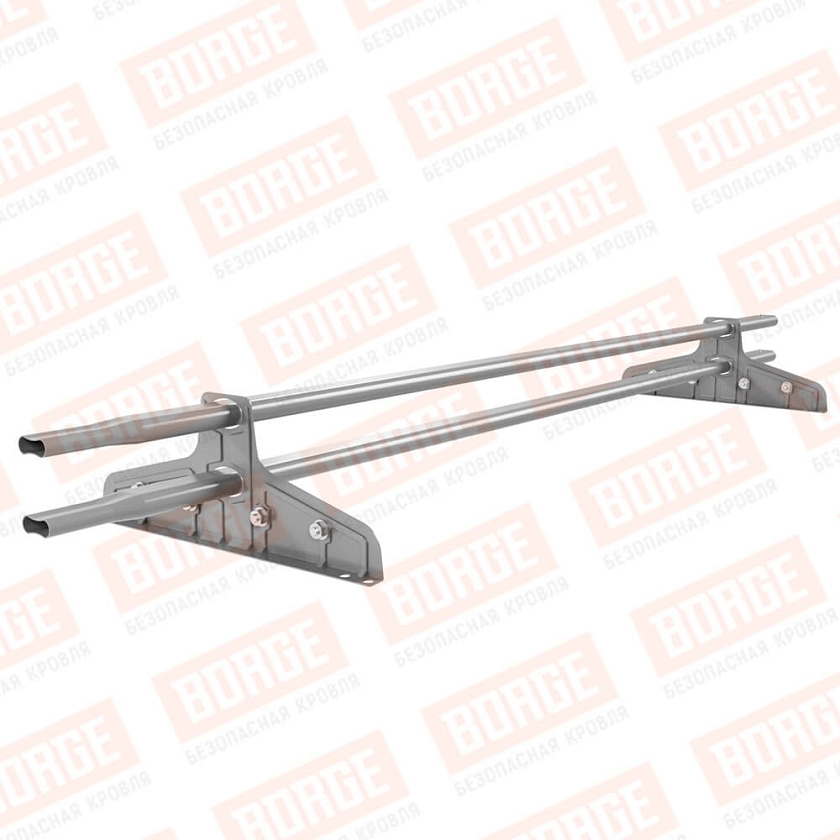 Снегозадержатель трубчатый Русский Рубеж 20х40мм, 1,5м, 2 опоры, для фальц. кровли, сигнально-серый (RAL 7004)