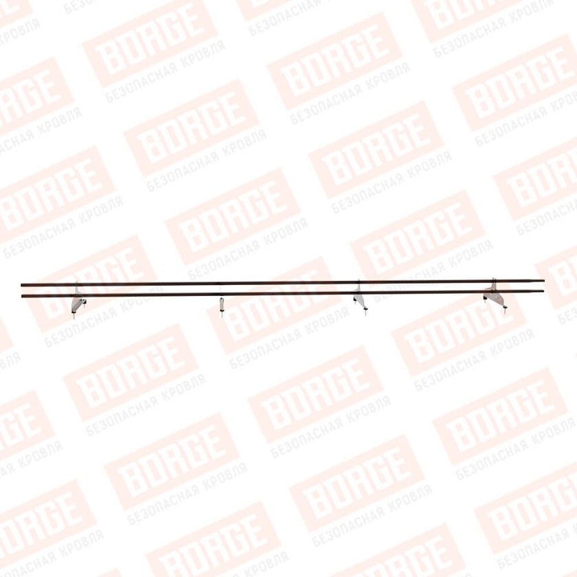 Снегозадержатель трубчатый NewLine 3м, 20x40мм, 4 опоры, коричневый шоколад (RAL 8017)