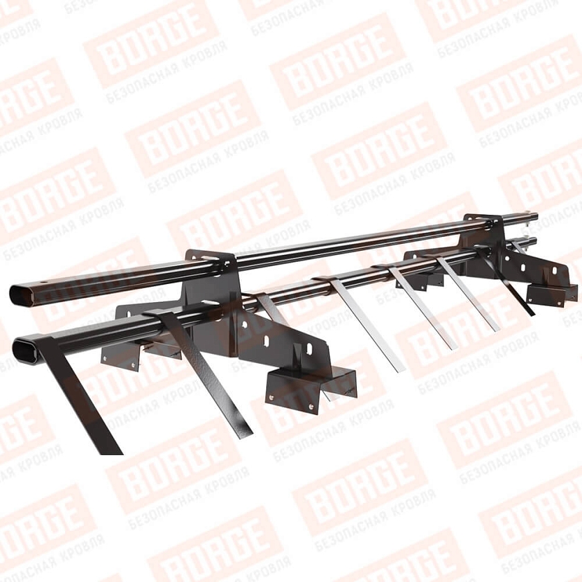 Снегозадержатель трубчатый BORGE 1,5м, 2 опоры, для профнастила Н-114, серо-коричневый (RR 32)