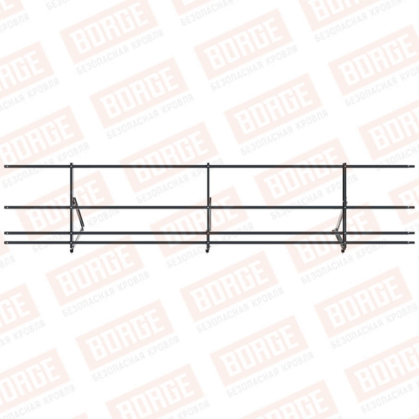 Ограждение кровельное Русский Рубеж H-60см, 3м, антрацитово-серый (RAL 7016), с двумя доп. трубами