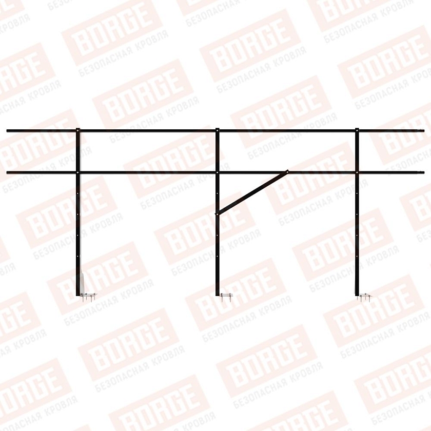 Ограждение плоских кровель NewLine Н-120, 3м, верхнее крепление, чёрный (RAL 9005)