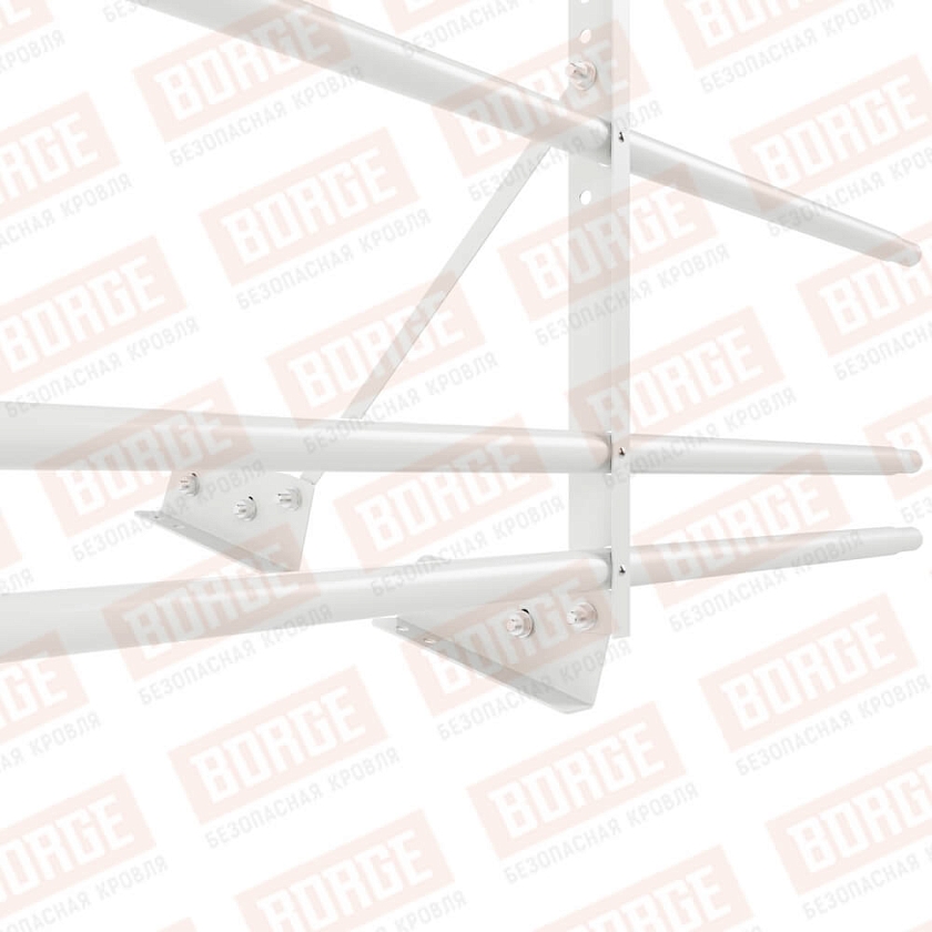 Ограждение декоративное NewLine H-60см, 3м, для фальц. кров., сигнально-белый (RAL 9003), с двумя доп. трубами