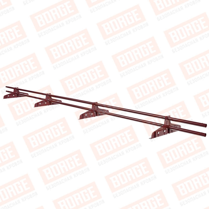 Снегозадержатель трубчатый Русский Рубеж D-25мм, 3м, 4 опоры, для фальц. кровли, красное вино (RAL 3005)