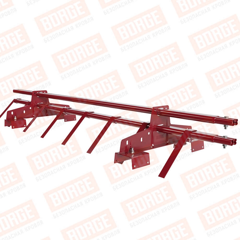 Снегозадержатель трубчатый BORGE 1,5м, 2 опоры, для профнастила Н-114, рубиново-красный (RAL 3003)