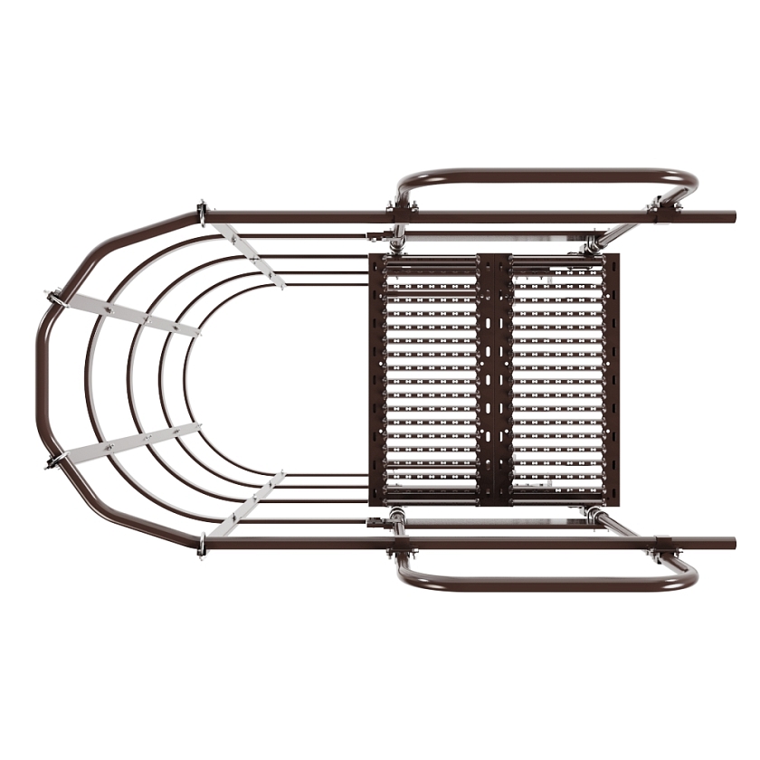 Лестница пожарная П1-2 с площадкой переходной 800х800мм BORGE, Н-2м, W-0.8м, оцинк., коричневый шоколад (RAL 8017)