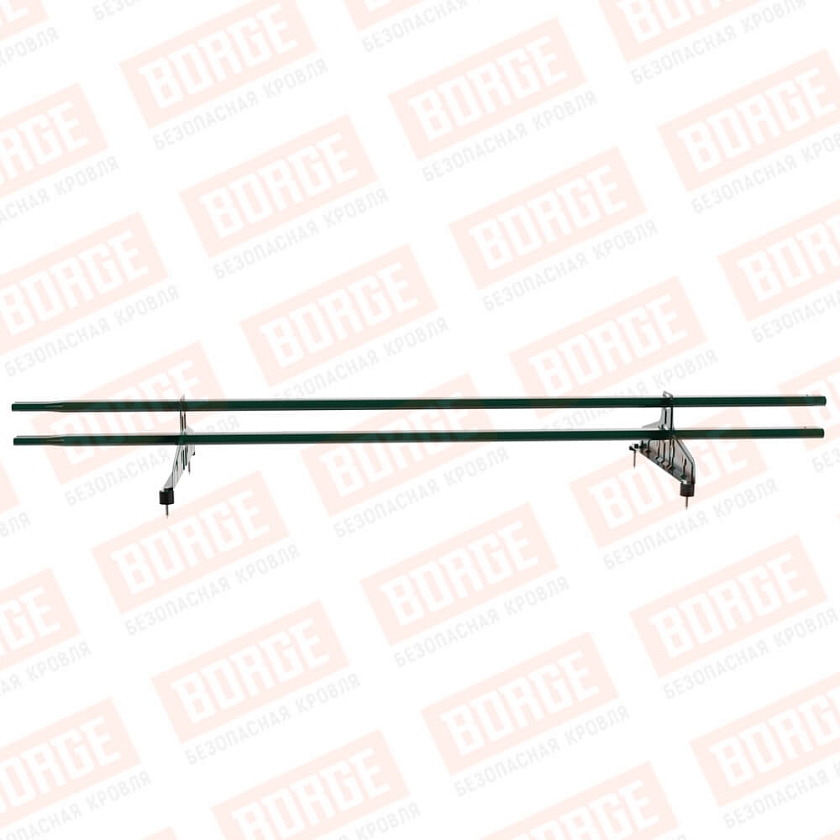 Снегозадержатель трубчатый Русский Рубеж 20х40мм, 1,5м, 2 опоры, зеленый мох (RAL 6005)