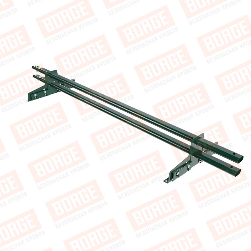 Снегозадержатель трубчатый Русский Рубеж 25х45мм, 1,5м, 2 опоры, для фальц. кров., зеленый мох (RAL 6005)