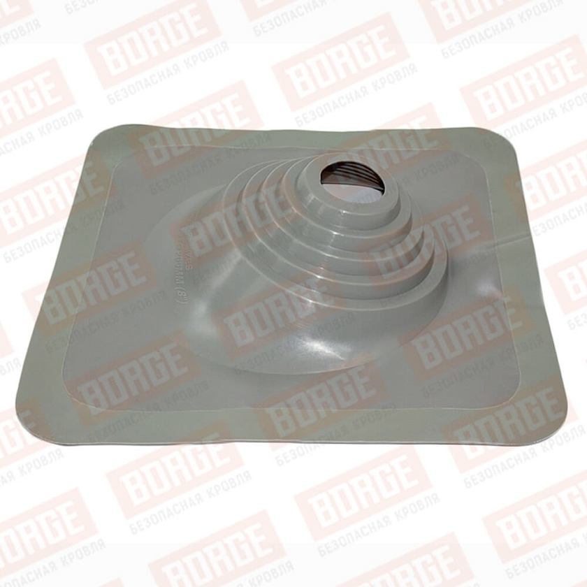 Проходка кровельная угловая №1 BORGE (d=75-200, 420х420mm, RAL 7004 серый), силикон