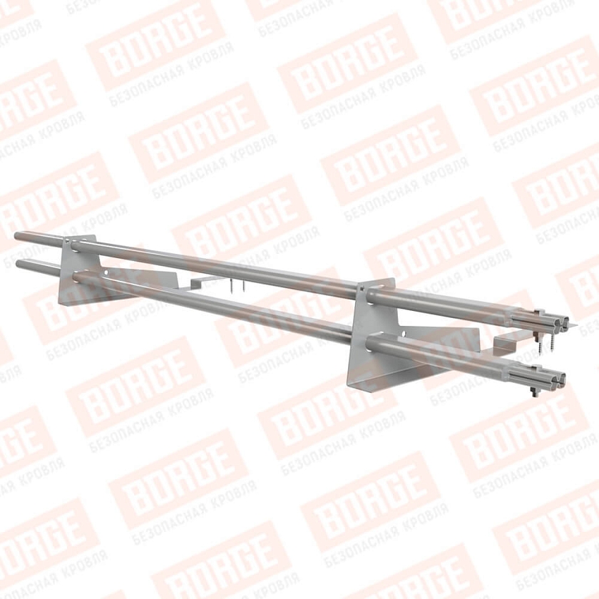 Снегозадержатель трубчатый BORGE 1,5м, 2 опоры, для композит. черепицы, бело-алюминиевый (RAL 9006)