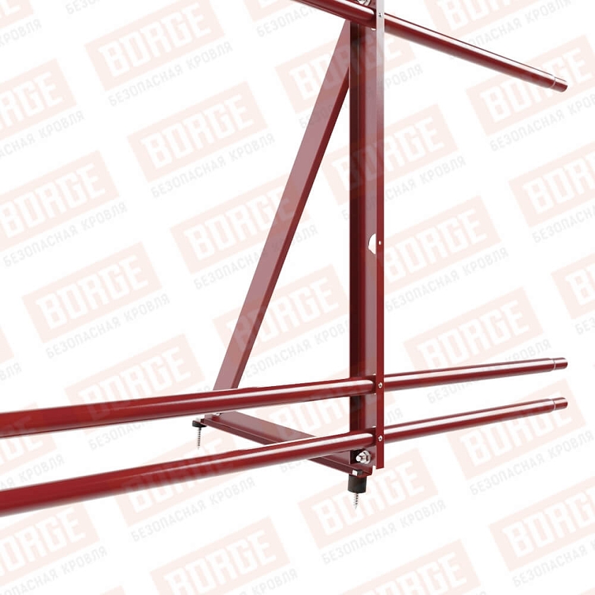 Ограждение кровельное Русский Рубеж H-90см, 3м, коричнево-красный (RAL 3011), с двумя доп. трубами