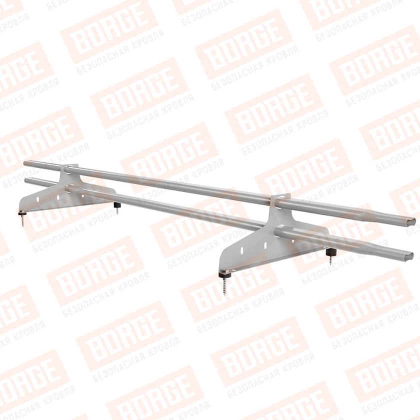 Снегозадержатель трубчатый NewLine 1,5м, 20x40мм, 2 опоры, бело-алюминиевый (RAL 9006)