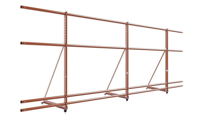 Ограждение кровельное NewLine H-90см, 3м, терракотовый (RAL 8004), с двумя доп. трубами