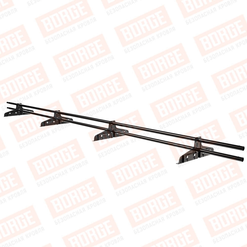 Снегозадержатель трубчатый Русский Рубеж D-25мм, 3м, 4 опоры, для фальц. кровли, чёрный (RAL 9005)