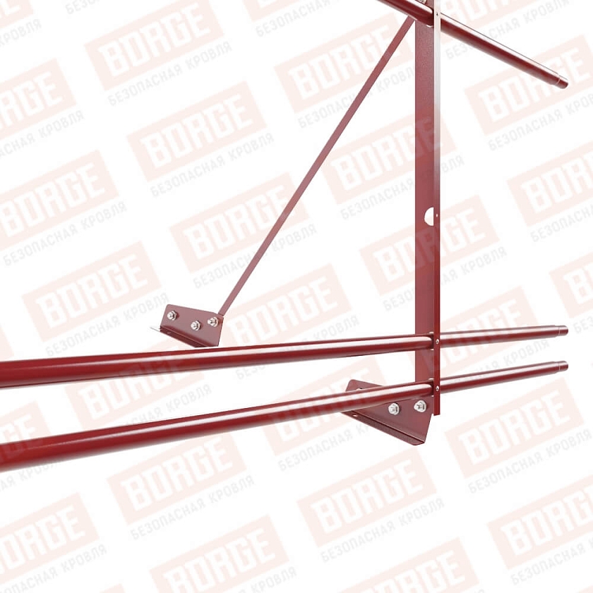 Ограждение декоративное NewLine H-90см, 3м, для фальц. кров., коричнево-красный (RAL 3011), с двумя доп. трубами
