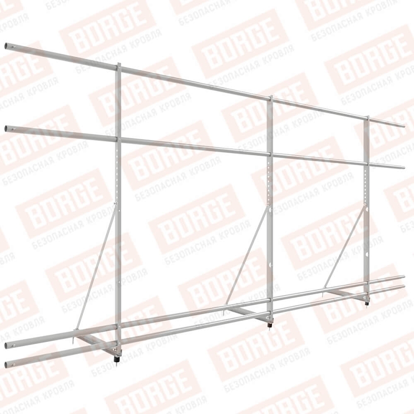 Ограждение декоративное NewLine H-120см, 3м, бело-алюминиевый (RAL 9006), с двумя доп. трубами