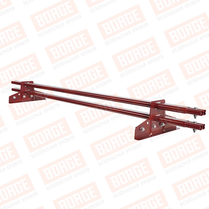 Снегозадержатель трубчатый BORGE 1,5м, 2 опоры, для фальцевой кровли, коричнево-красный (RAL 3011)