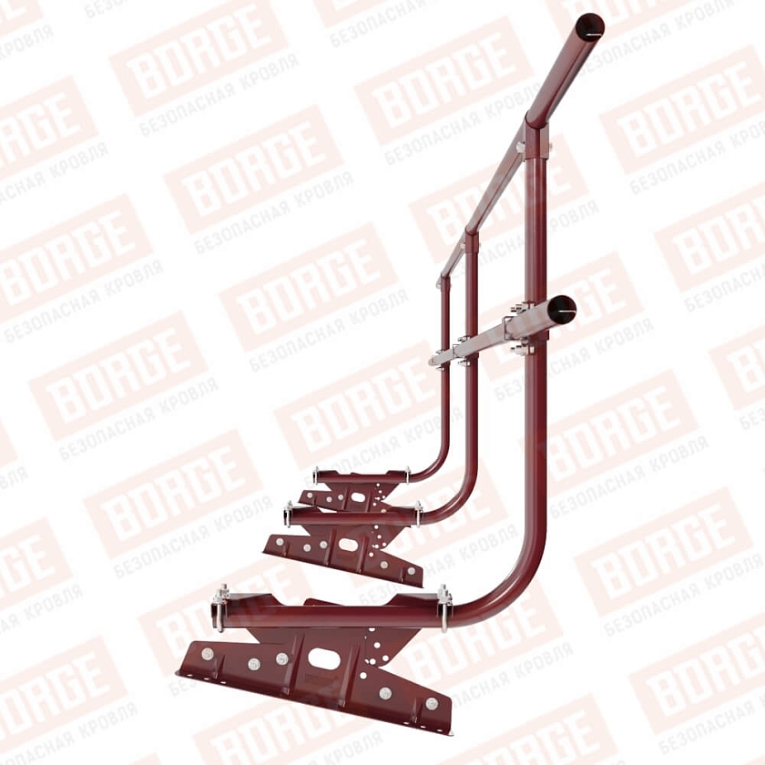 Ограждение кровельное BORGE H-90см, 3м, для фальцевой кровли, красное вино (RAL 3005)