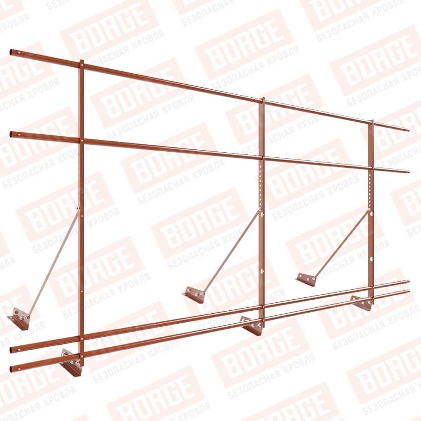 Ограждение декоративное NewLine H-120см, 3м, для фальц. кров., терракотовый (RAL 8004), с двумя доп. трубами