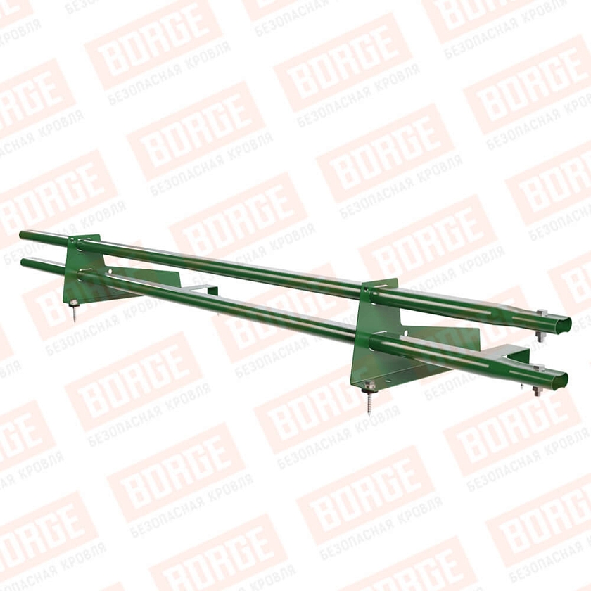 Снегозадержатель трубчатый Русский Рубеж 1,5м, 2 опоры, для МЧ с выс. ступ., лиственно-зеленый (RAL 6002), 400мм