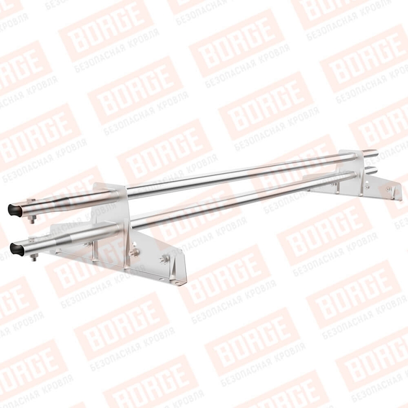 Снегозадержатель трубчатый Русский Рубеж 25х45мм, 1,5м, 2 опоры, для фальц. кров., цинк