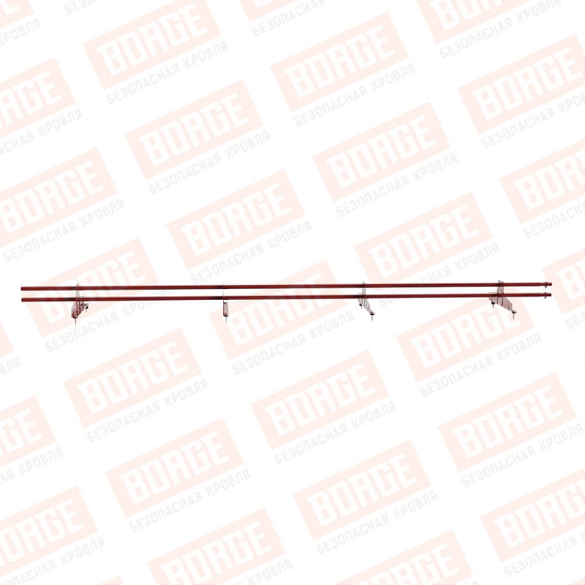 Снегозадержатель трубчатый BORGE 3м, 4 опоры, коричнево-красный (RAL 3011)