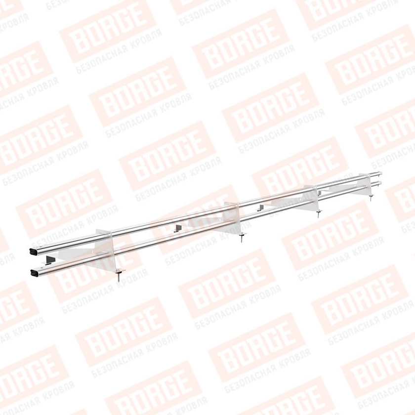 Снегозадержатель трубчатый BORGE 3м, 4 опоры, для МЧ с высокой ступенькой, цинк, 400мм