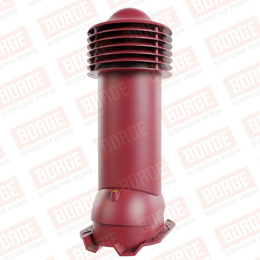 Труба вентиляционная Viotto, для профнастила С21, d-125мм, неутепленная, красное вино (RAL 3005)