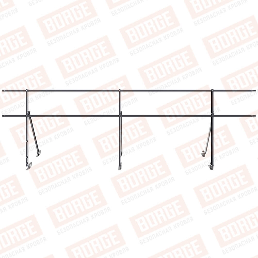 Ограждение кровельное Русский Рубеж H-90см, 3м, для фальцевой кровли, серый графит (RAL 7024)