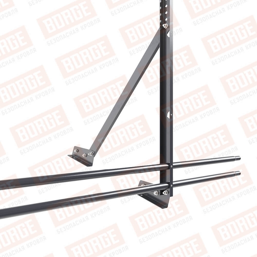 Ограждение кровельное Русский Рубеж H-120см, 3м, для фальцевой кровли, серый графит (RAL 7024), с двумя доп. трубами