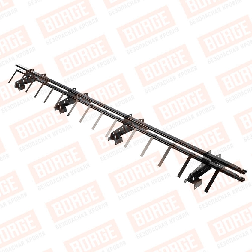 Снегозадержатель трубчатый BORGE 3м, 4 опоры, для профнастила Н-114, чёрный (RAL 9005 matt)
