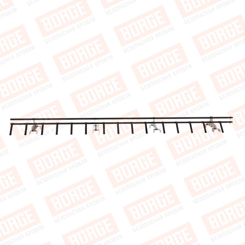 Снегозадержатель трубчатый BORGE 3м, 4 опоры, для профнастила Н-114, серо-коричневый (RR 32)