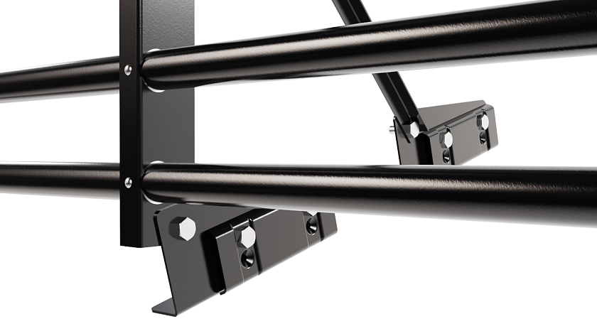 Ограждение кровельное NewLine H-60см, 3м, для фальц. кров., чёрный (RAL 9005), с двумя доп. трубами