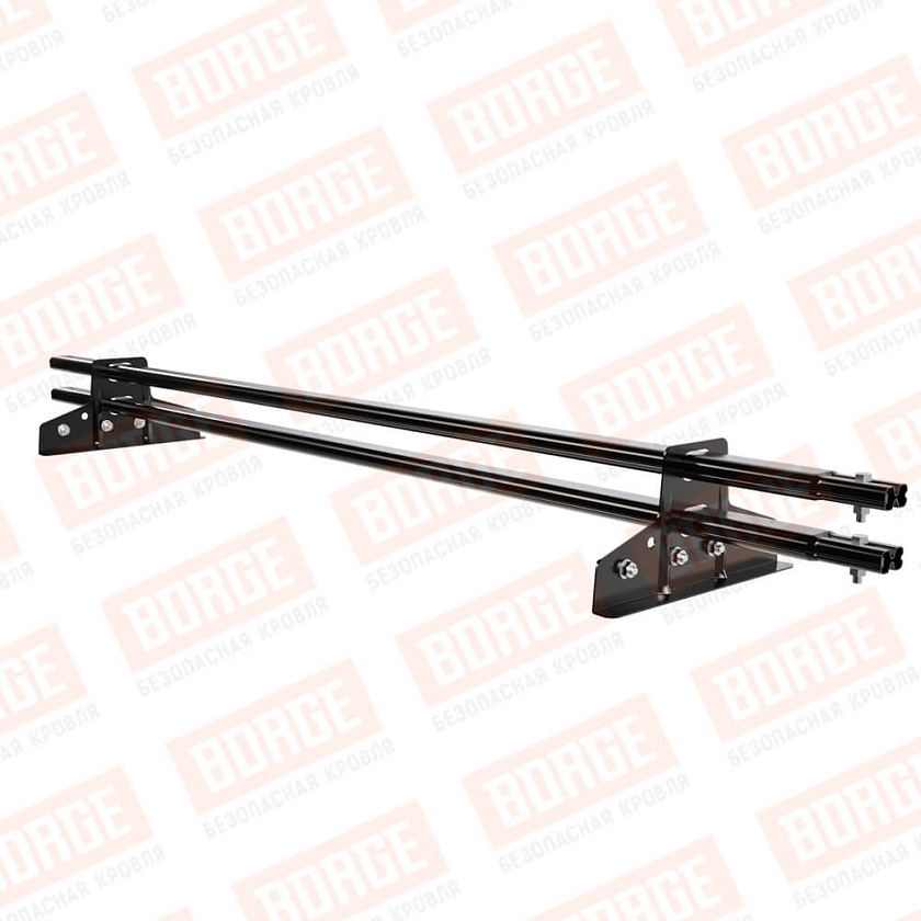 Снегозадержатель трубчатый BORGE 1,5м, 2 опоры, для фальцевой кровли, чёрный (RAL 9005 matt)