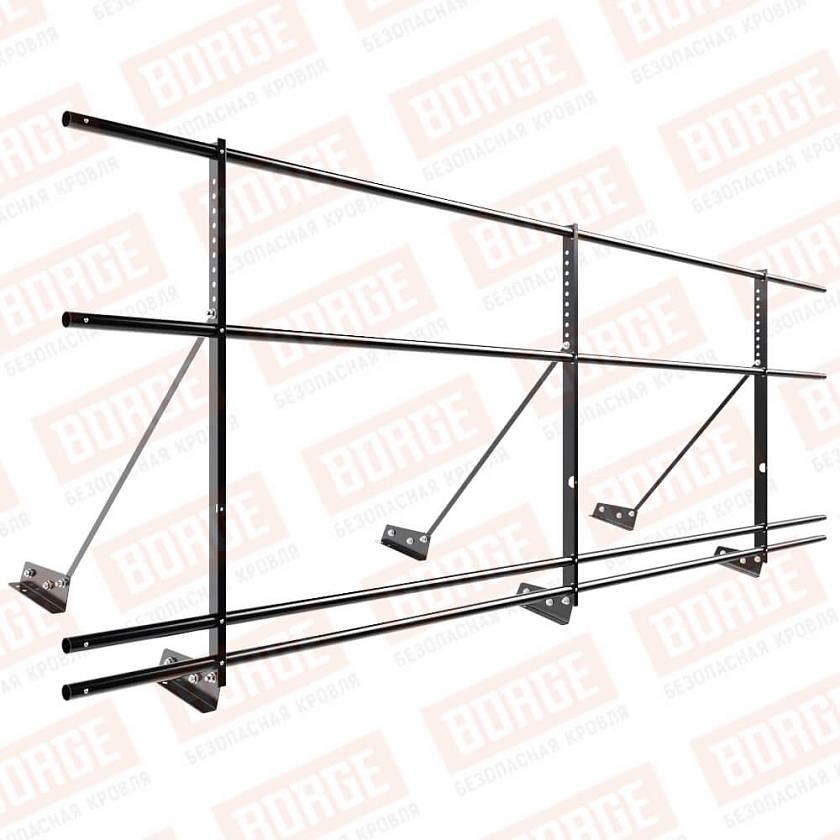 Ограждение декоративное NewLine H-90см, 3м, для фальц. кров., чёрный (RAL 9005), с двумя доп. трубами