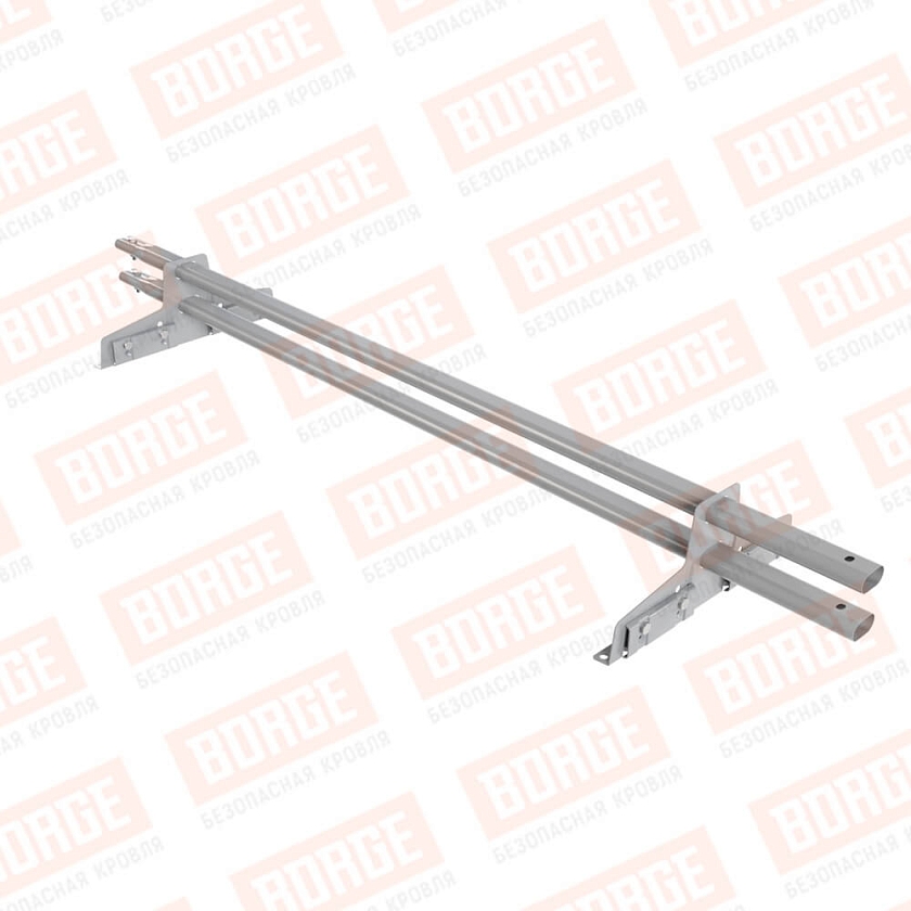 Снегозадержатель трубчатый Русский Рубеж 25х45мм, 1,5м, 2 опоры, для фальц. кров., сигнально-серый (RAL 7004)