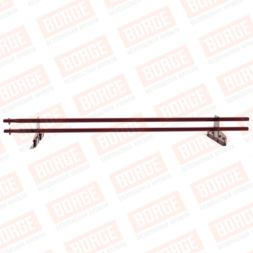 Снегозадержатель трубчатый Русский Рубеж 25х45мм, 1,5м, 2 опоры, для фальц. кров., красное вино (RAL 3005)