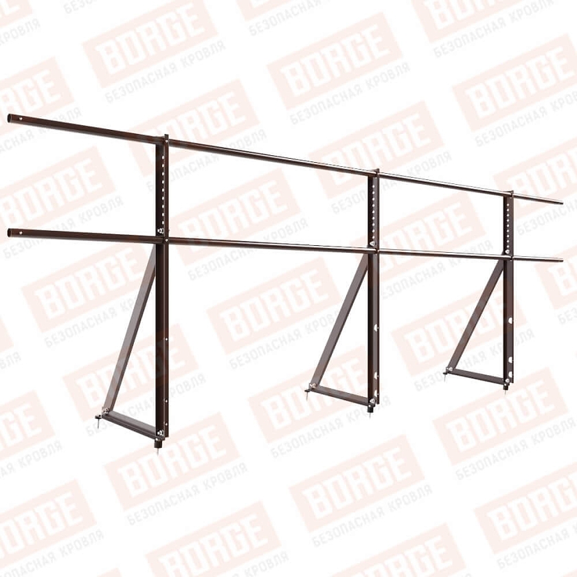 Ограждение кровельное Русский Рубеж H-90см, 3м, коричневый шоколад (RAL 8017)