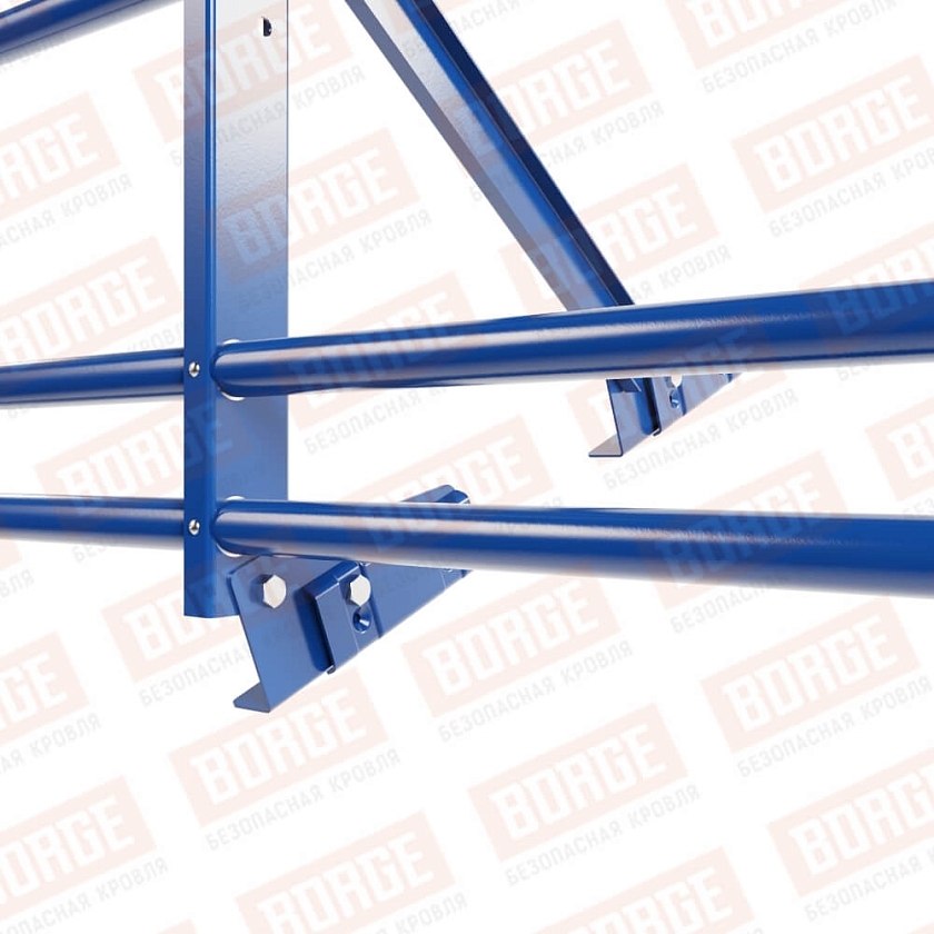 Ограждение кровельное Русский Рубеж H-60см, 3м, для фальцевой кровли, сигнально-синий (RAL 5005), с двумя доп. трубами