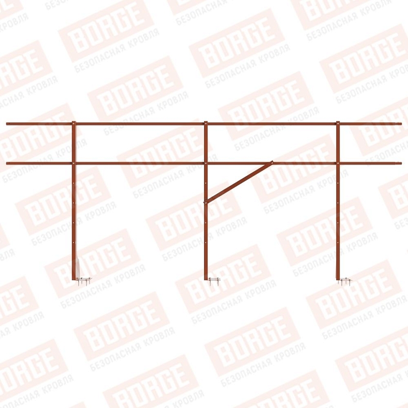 Ограждение плоских кровель NewLine Н-120, 3м, верхнее крепление, терракотовый (RAL 8004)