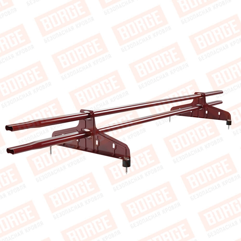 Снегозадержатель трубчатый Русский Рубеж 20х40мм, 1,5м, 2 опоры, коричнево-красный (RAL 3011)