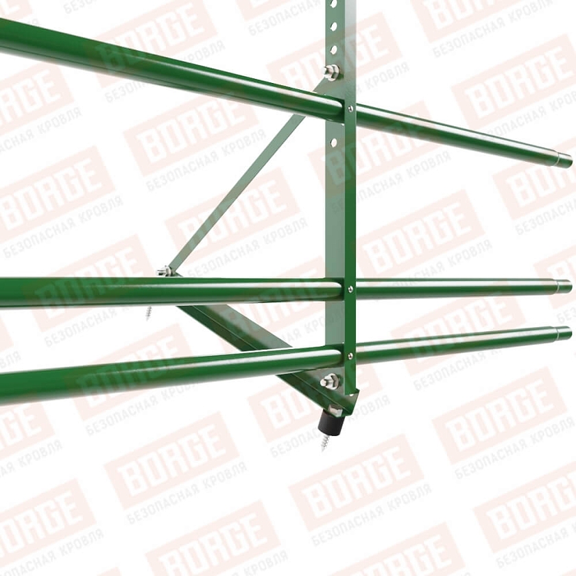 Ограждение декоративное NewLine H-60см, 3м, лиственно-зеленый (RAL 6002), с двумя доп. трубами