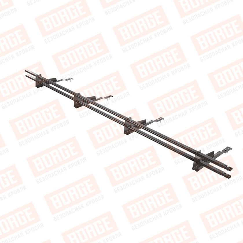 Снегозадержатель трубчатый BORGE 3м, 4 опоры, для черепичной кровли, серо-коричневый (RR 32)