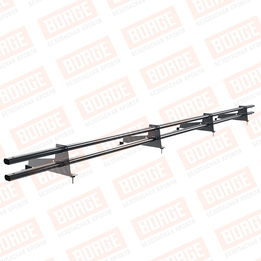 Снегозадержатель трубчатый Русский Рубеж 3м, 4 опоры, для МЧ с выс. ступенькой, антрацитово-серый (RAL 7016), 350мм