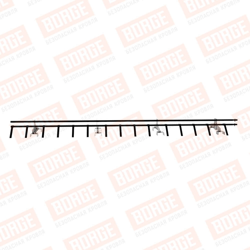 Снегозадержатель трубчатый BORGE 3м, 4 опоры, для профнастила Н-114, чёрный (RAL 9005)