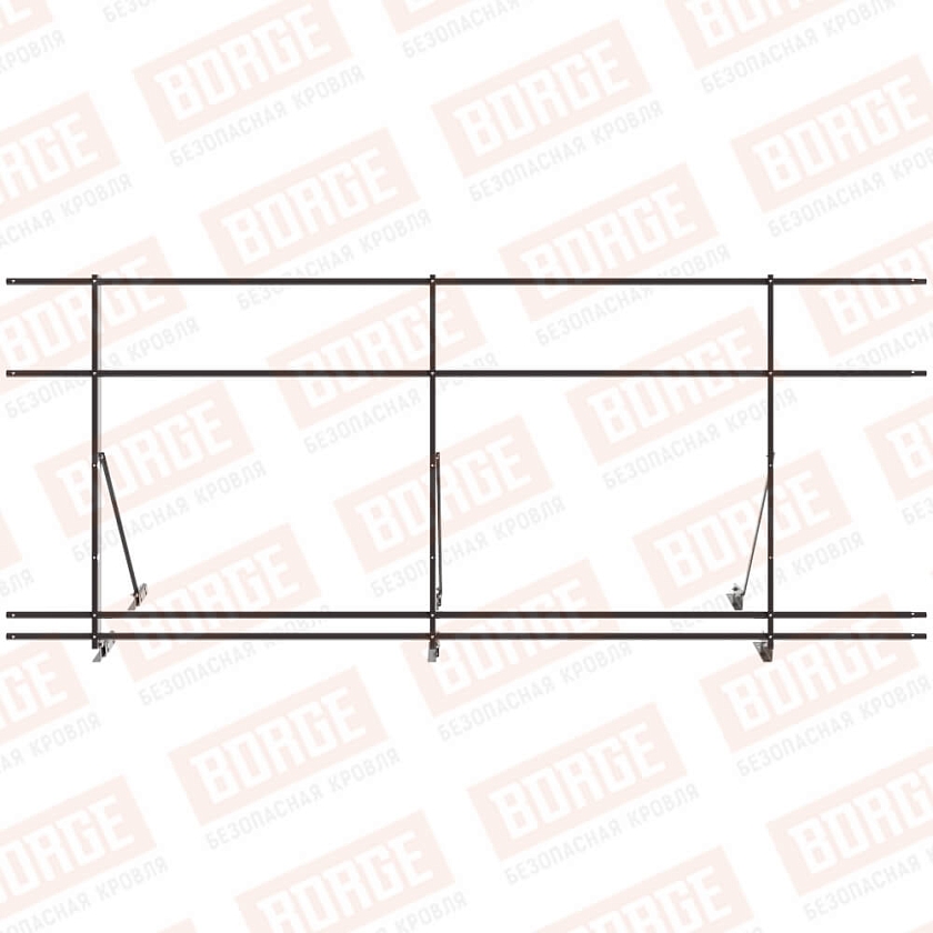 Ограждение декоративное NewLine H-120см, 3м, для фальц. кров., серо-коричневый (RAL 8019), с двумя доп. трубами